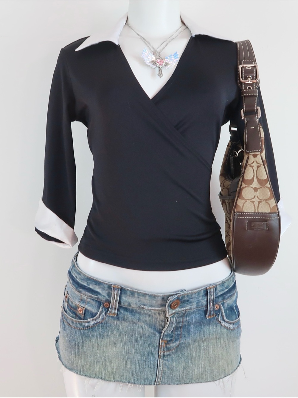 Y2k collared babydoll top